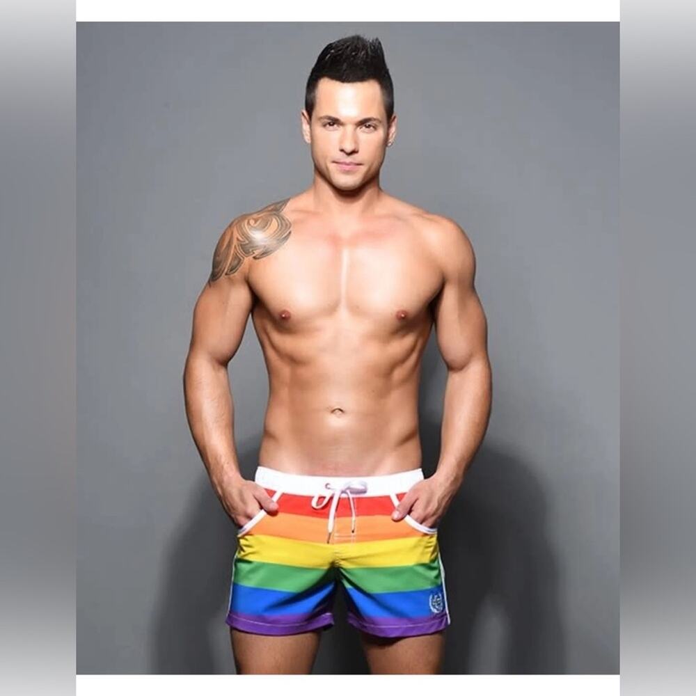 Andrew Christian Rainbow Pride Swim Trunks Shorts | Men’s Small